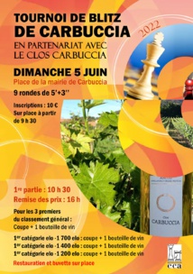 Tournoi de blitz de Carbuccia, dimanche 5 juin Tournoi de blitz de Carbuccia, dimanche 5 juin