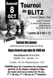 Tournoi de rentrée du Corsica Chess Club ce samedi à la Casa di I Scacchi