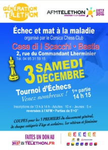 Victoire de Lucas Bunoust au blitz Téléthon du Corsica Chess Club