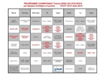 Le programme des championnats Le programme des championnats