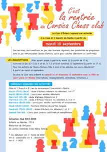 C'est la rentrée au Corsica Chess Club