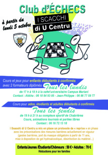 C'est la rentrée pour l'Associu di i Scacchi di u Centru C'est la rentrée pour l'Associu di i Scacchi di u Centru