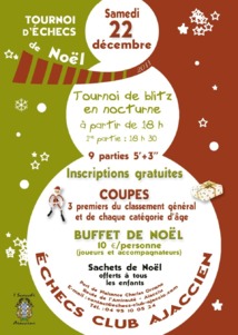 Tournoi de Noel de l'Echecs club Ajaccien en nocturne Tournoi de Noel de l'Echecs club Ajaccien en nocturne