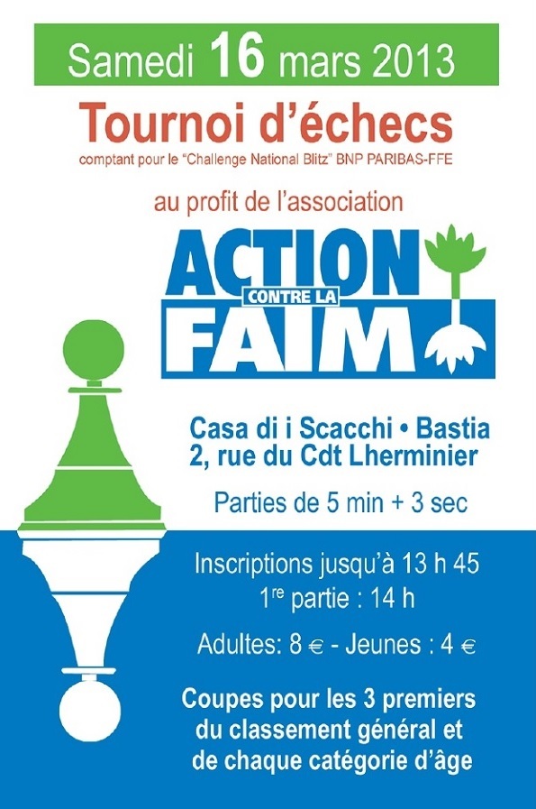 Échec à la Faim samedi à la Casa di I Scacchi de Bastia Échec à la Faim samedi à la Casa di I Scacchi de Bastia