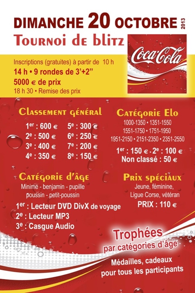 Un tournoi de Blitz Coca Cola doté de 5 000 € durant le Corsican Circuit !
