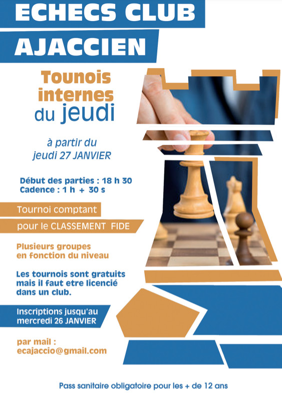 Tournois internes de l'Echecs Club Ajaccien à partir du 27 janvier