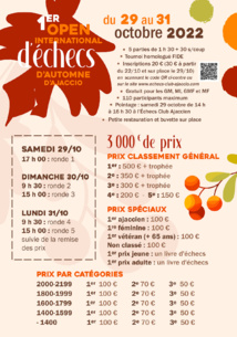1ER OPEN INTERNATIONAL D'AUTOMNE D'AJACCIO DU 29 AU 31 OCTOBRE 2022 1ER OPEN INTERNATIONAL D'AUTOMNE D'AJACCIO DU 29 AU 31 OCTOBRE 2022