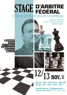 Stage d'Arbitre Fédéral Open et formation continue  Stage d'Arbitre Fédéral Open et formation continue