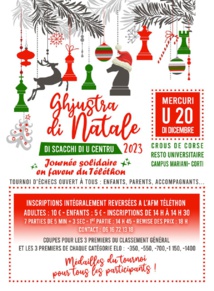 Tournoi de Noel de l’Associu I Scacchi di U Centru : une journée solidaire en faveur du Téléthon Tournoi de Noel de l’Associu I Scacchi di U Centru : une journée solidaire en faveur du Téléthon