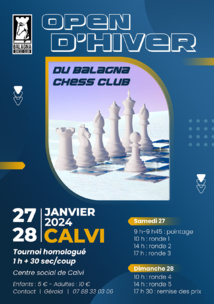 Open d'hiver du Balagna Chess Club - 27 & 28 janvier 2024 Open d'hiver du Balagna Chess Club - 27 & 28 janvier 2024