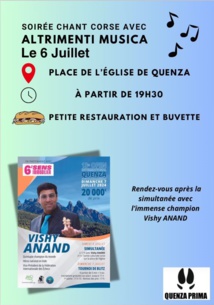 Magistrale victoire de Vishy Anand au 13e Open de blitz de Quenza : une édition record ! Magistrale victoire de Vishy Anand au 13e Open de blitz de Quenza : une édition record !