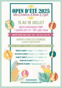 Open d'Été du Corsica Chess Club du 15/07 au 18/07/2025