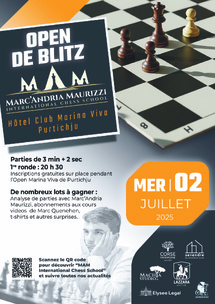 Top départ ce samedi à Purtichju pour l’Open International d’Échecs Marina Viva !