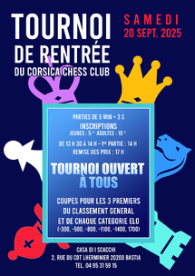 Tournoi de Blitz de rentrée du Corsica Chess Club - 20/09/2025