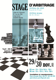 Stage d’Arbitrage à la Casa di i Scacchi de Bastia – 29 & 30/11/2025 Stage d’Arbitrage à la Casa di i Scacchi de Bastia – 29 & 30/11/2025