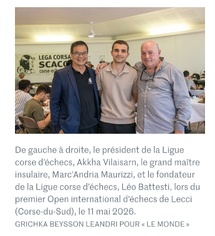 La Ligue Corse des échecs à l’honneur dans Le Monde La Ligue Corse des échecs à l’honneur dans Le Monde