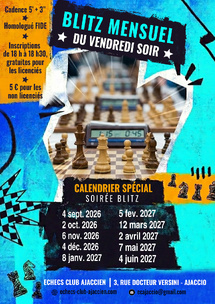 Les Blitz mensuels du vendredi soir de l’Échecs Club Ajaccien - 04/09/2026