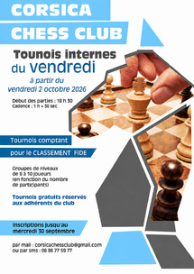 Reprise des tournois internes du Corsica Chess Club - 02/10/2026