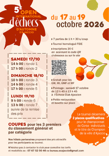 5e Open d'automne d'Aiacciu - 17 au 19/10/2026 5e Open d'automne d'Aiacciu - 17 au 19/10/2026
