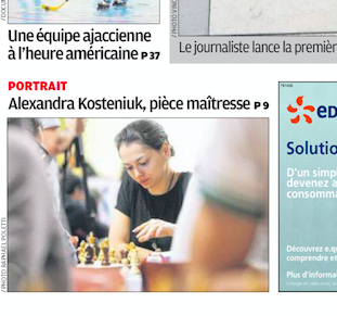 La Chess Queen à la Une de Corse-Matin