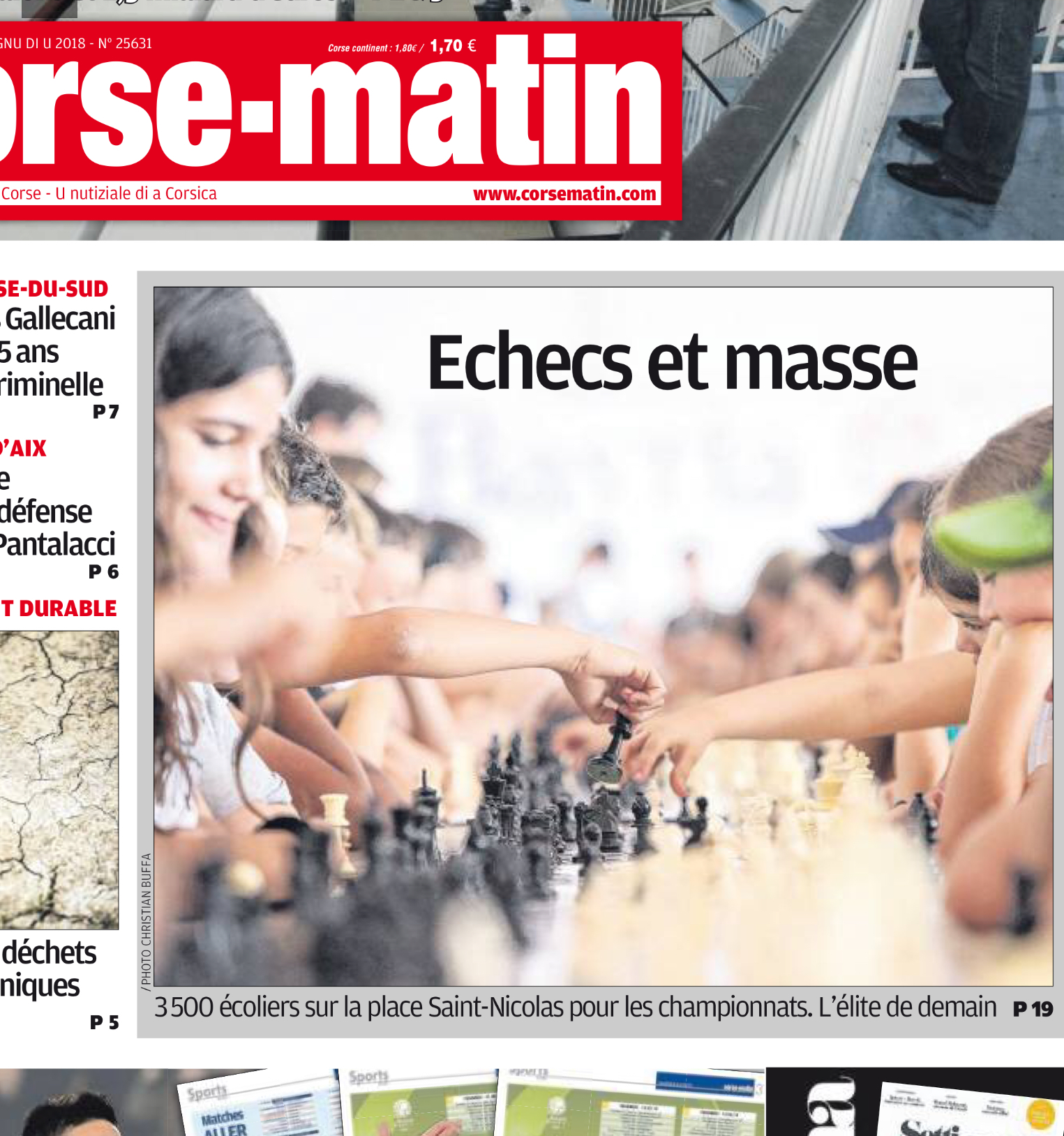 La une du quotidien consacrée au tournoi