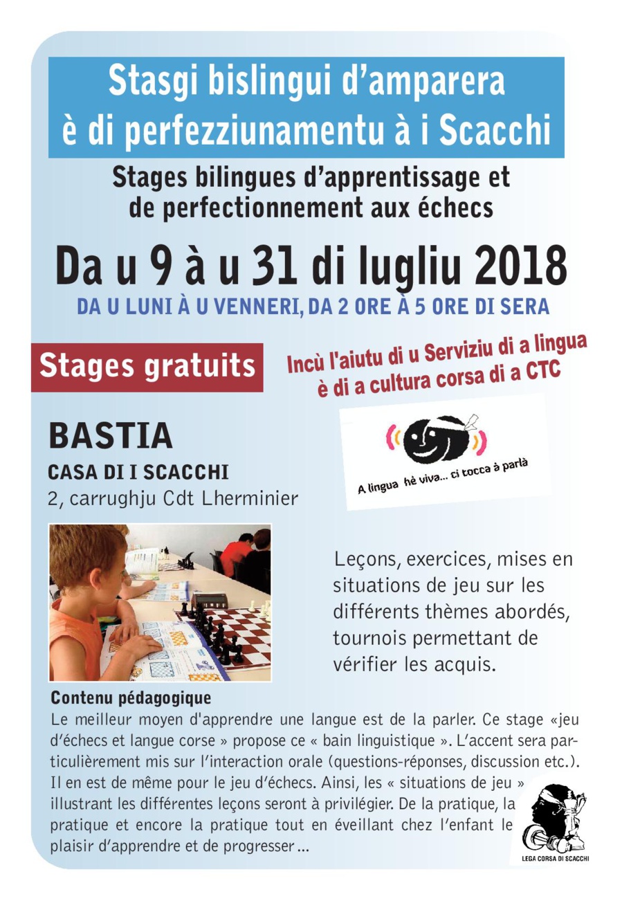 "Scacchi è lingua corsa" : Stasgi bislingui d'estate in a casa di i scacchi in Bastia!