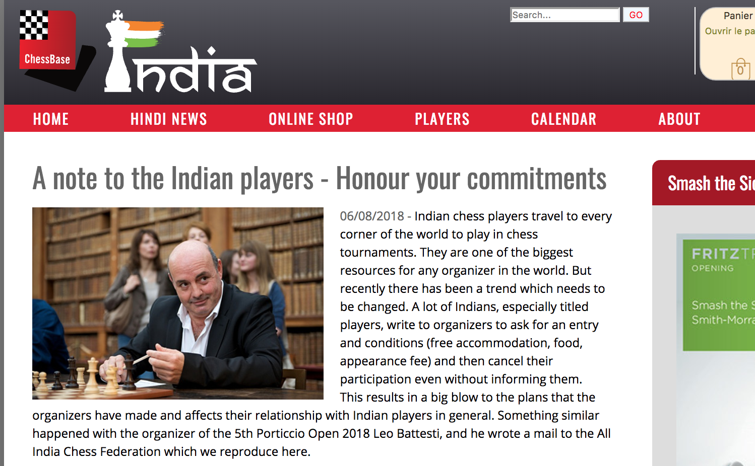 L'article de Chessbase India