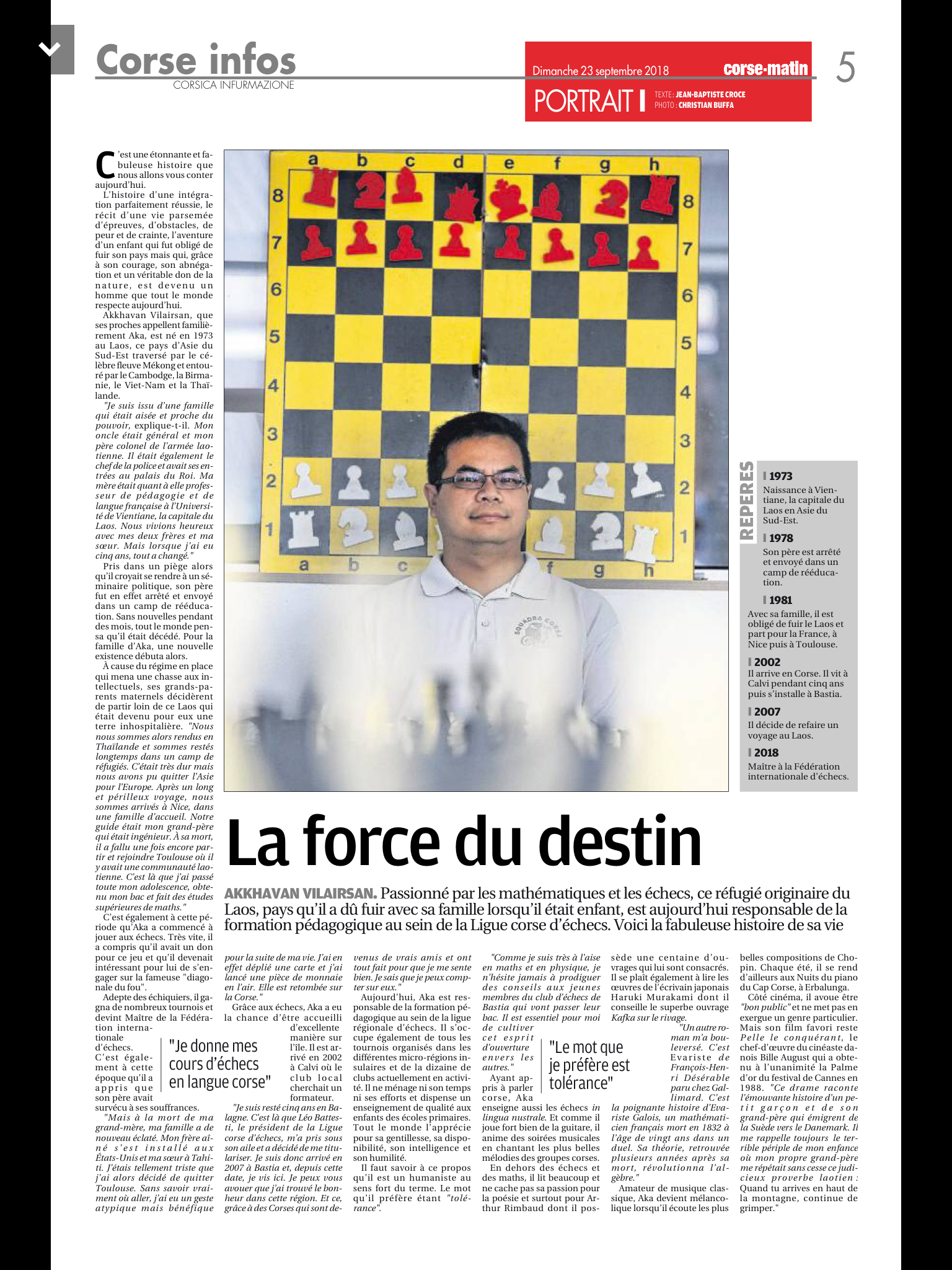 L'interview d'Akkha à Corse Matin : "Mon mot préféré est Tolérance"...