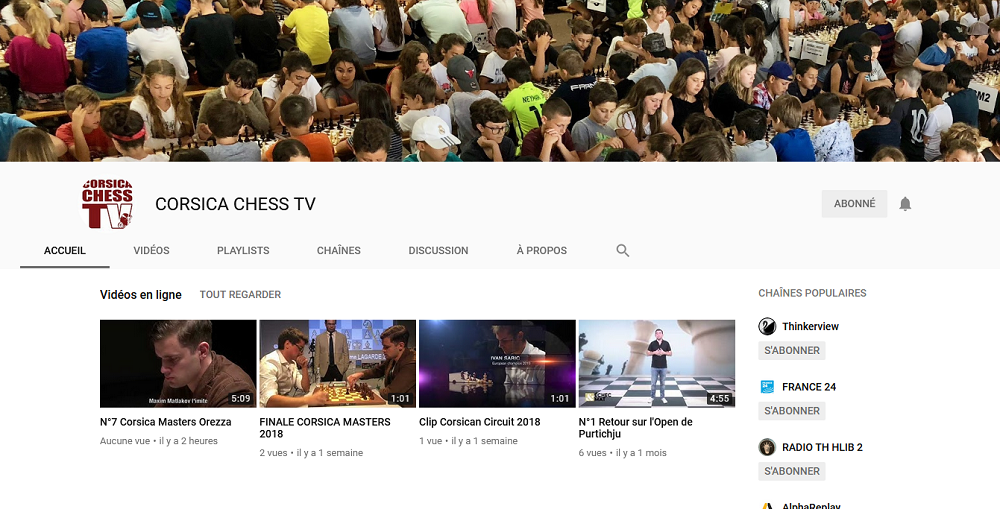 Abonnez-vous à notre chaîne YouTube Corsica Chess TV !