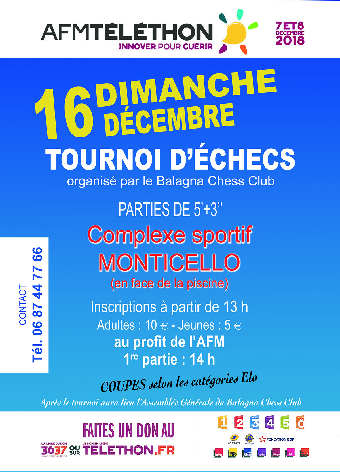 Tournoi du Téléthon à Munticellu, dimanche 16 décembre