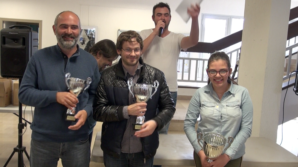 Antoine Cristofari 3e, Ludovic Utrera 2e et Elise Tomasi 1ere de ce 1er Open des vins de Lecci