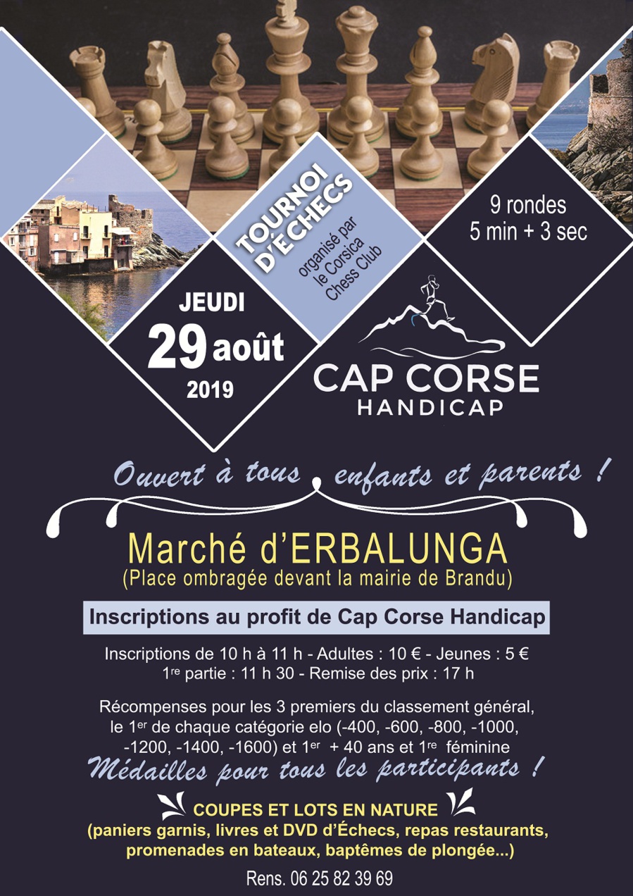 Le Corsica Chess Club mobilisé au profit de Cap Corse Handicap