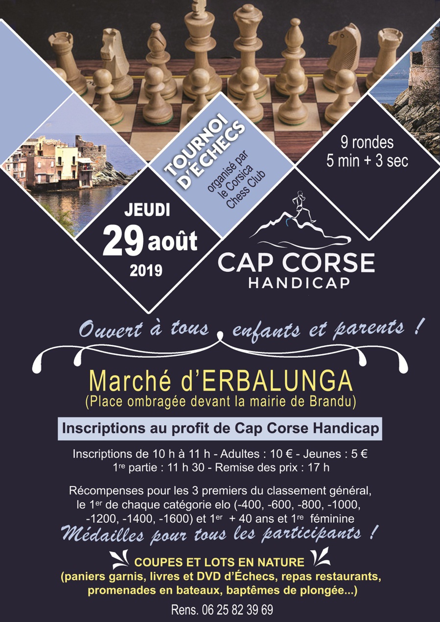 Le Corsica Chess Club mobilisé au profit de Cap Corse Handicap Le Corsica Chess Club mobilisé au profit de Cap Corse Handicap
