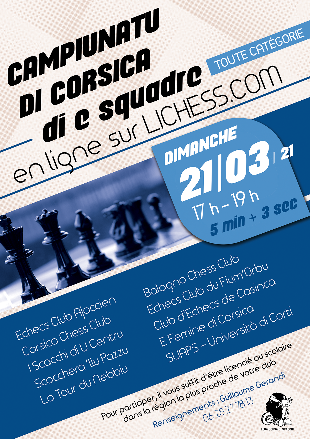 Immense succès de la première édition des championnats de Corse par équipe en ligne ! Immense succès de la première édition des championnats de Corse par équipe en ligne !