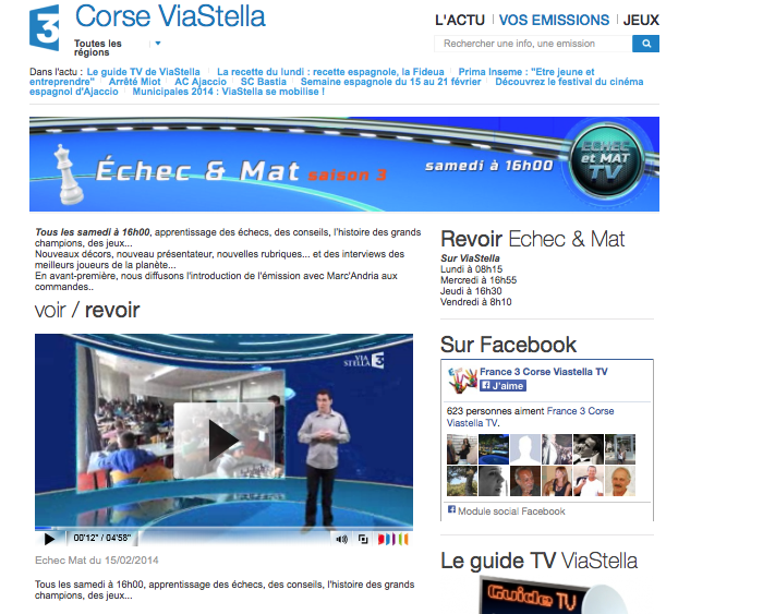 L'émission Echec et mat désormais diffusée sur le site de ViaStella