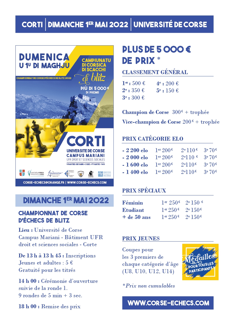 Championnat de Corse de Blitz 2022 : un grand moment ! Championnat de Corse de Blitz 2022 : un grand moment !