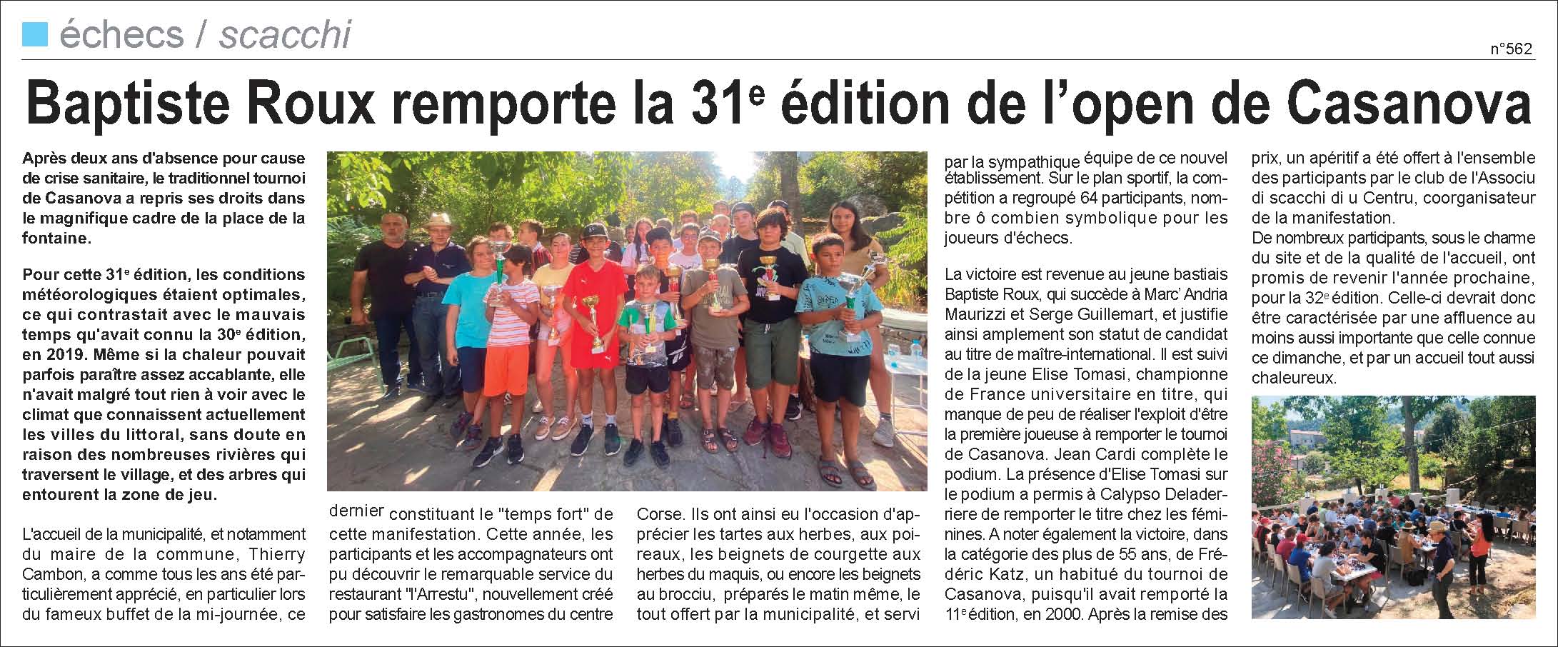 Corse-Matin du 31 juillet 2022