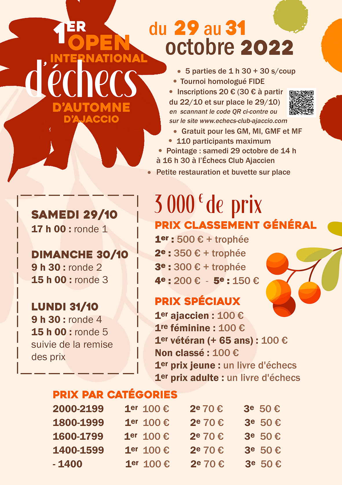 1ER OPEN INTERNATIONAL D'AUTOMNE D'AJACCIO DU 29 AU 31 OCTOBRE 2022