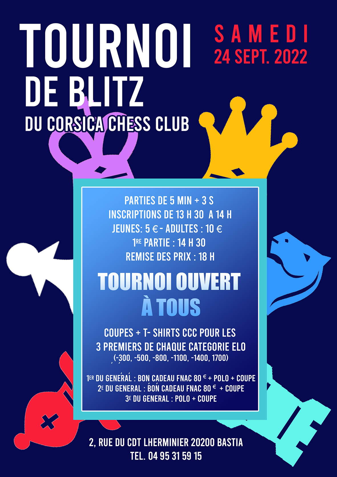 Serge Guillemart remporte le 1er blitz du Corsica Chess Club