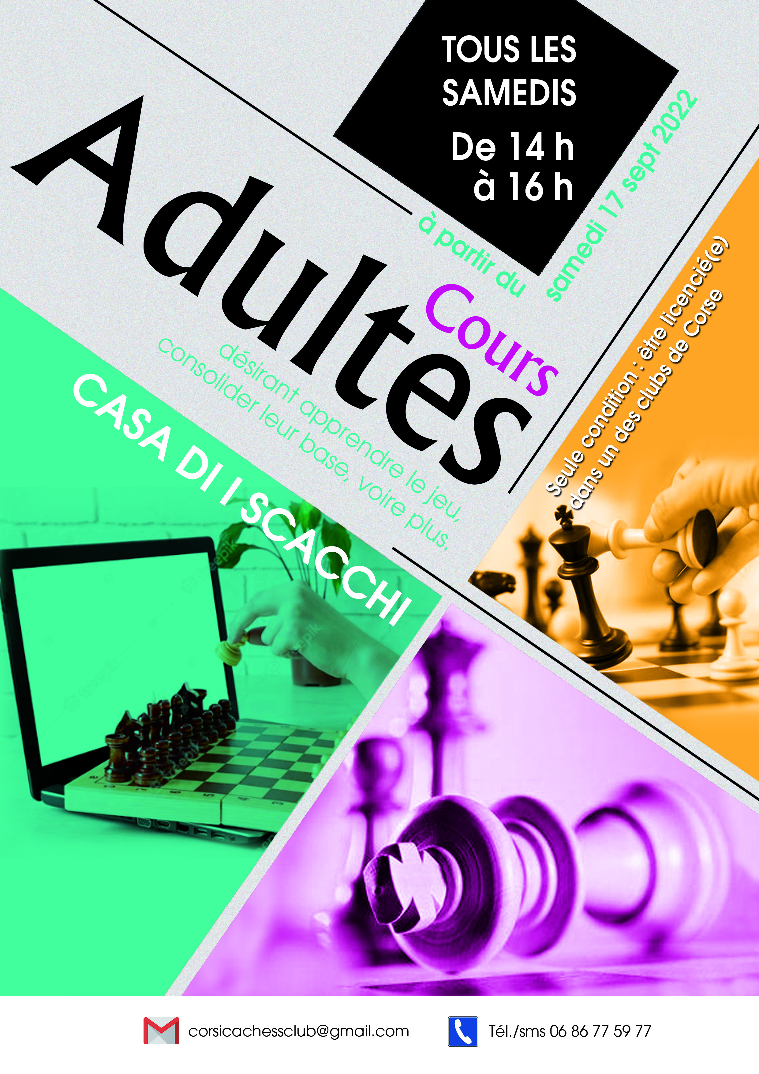 Reprise et appariements des tournois fermés du vendredi au Corsica Chess club