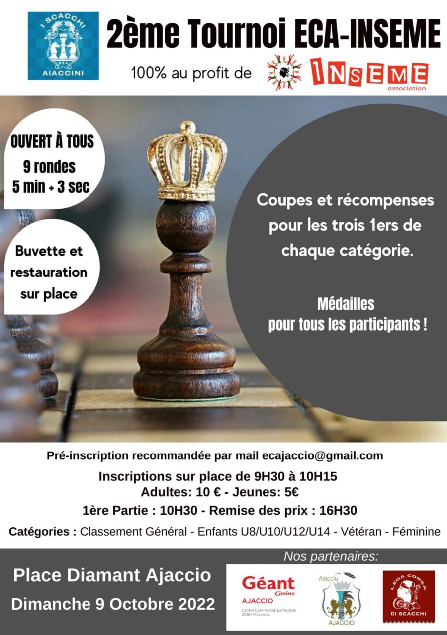 Blitz " INSEME - ECA", un beau tournoi sous le signe de la solidarité Blitz " INSEME - ECA", un beau tournoi sous le signe de la solidarité