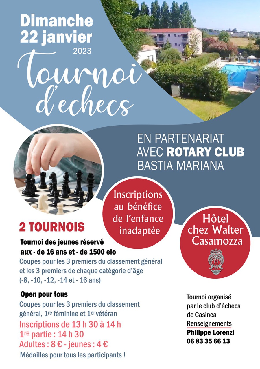 Les échecs et le Rotary Club unis pour l'enfance inadaptée !