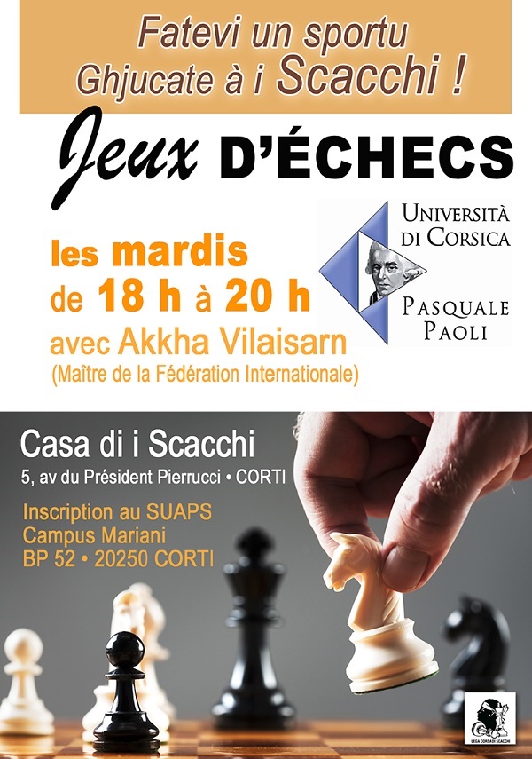 Reprise de l'activité échecs au SUAPS de l’université de Corse