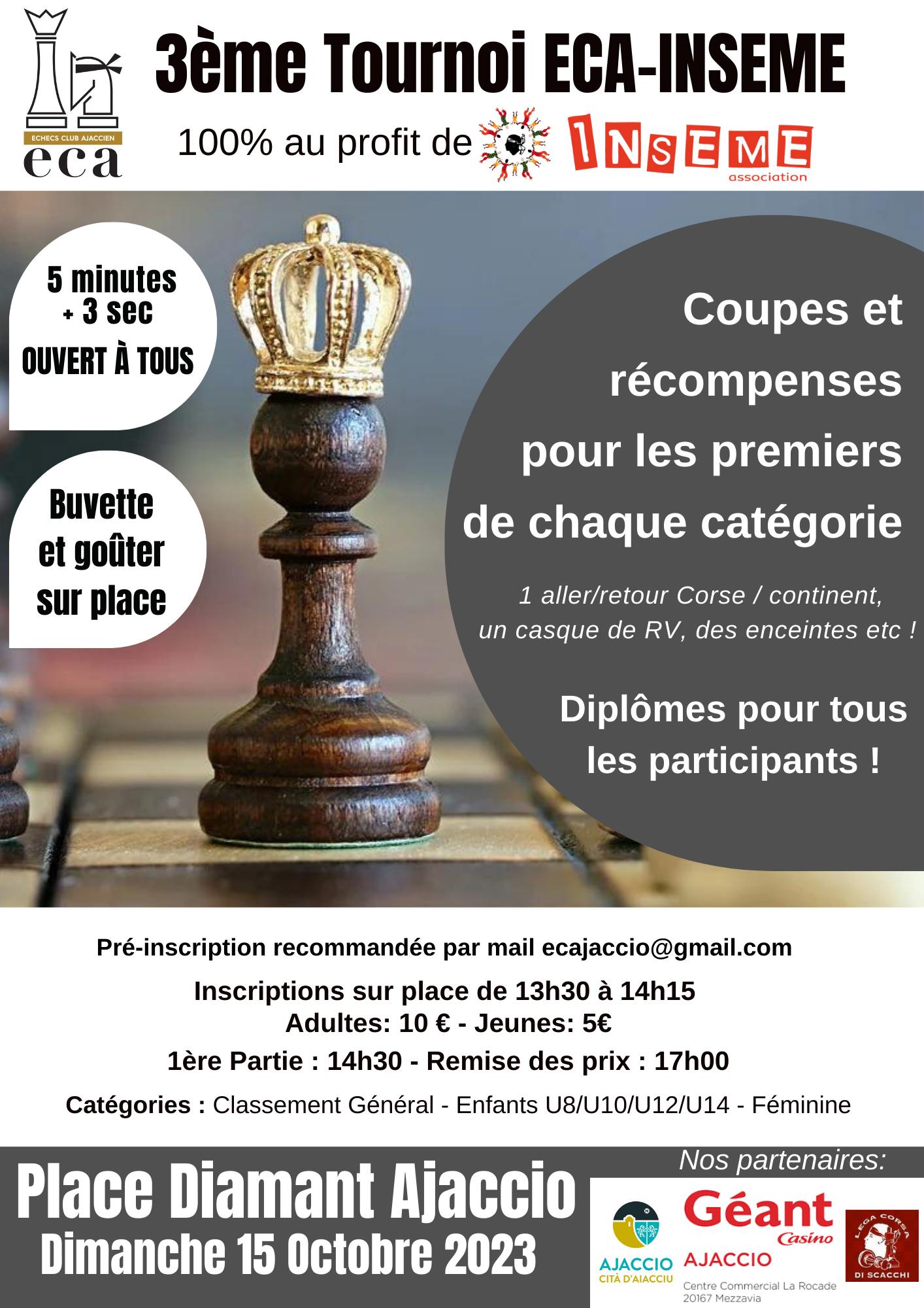 3e Tournoi d’échecs ECA-INSEME : une victoire pour la solidarité