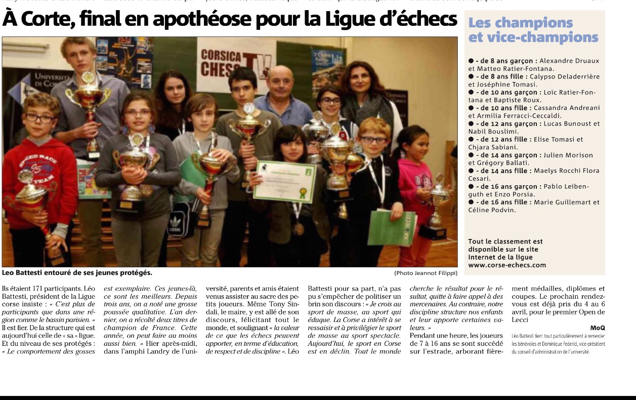 Dans les pages infos de Corse-Matin (lundi 16 mars)
