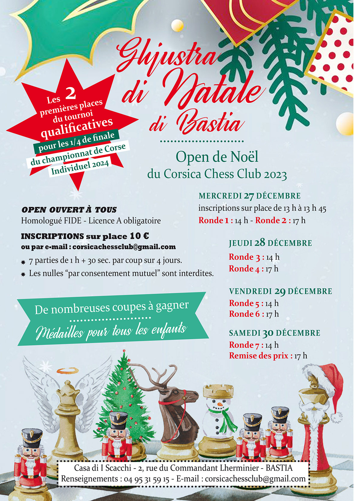 Open de Noël du Corsica Chess Club : un tournoi de haut niveau !