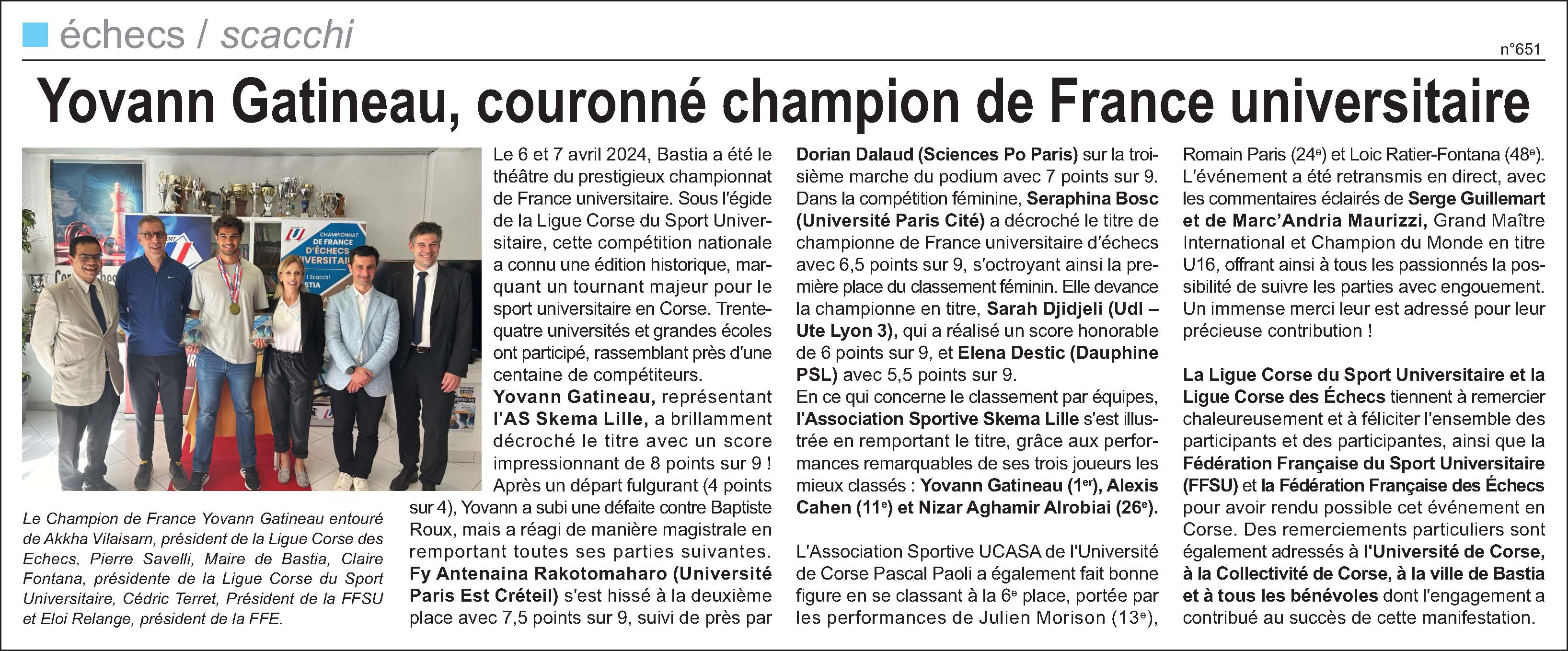 Corse-Matin du 14 avril 2024