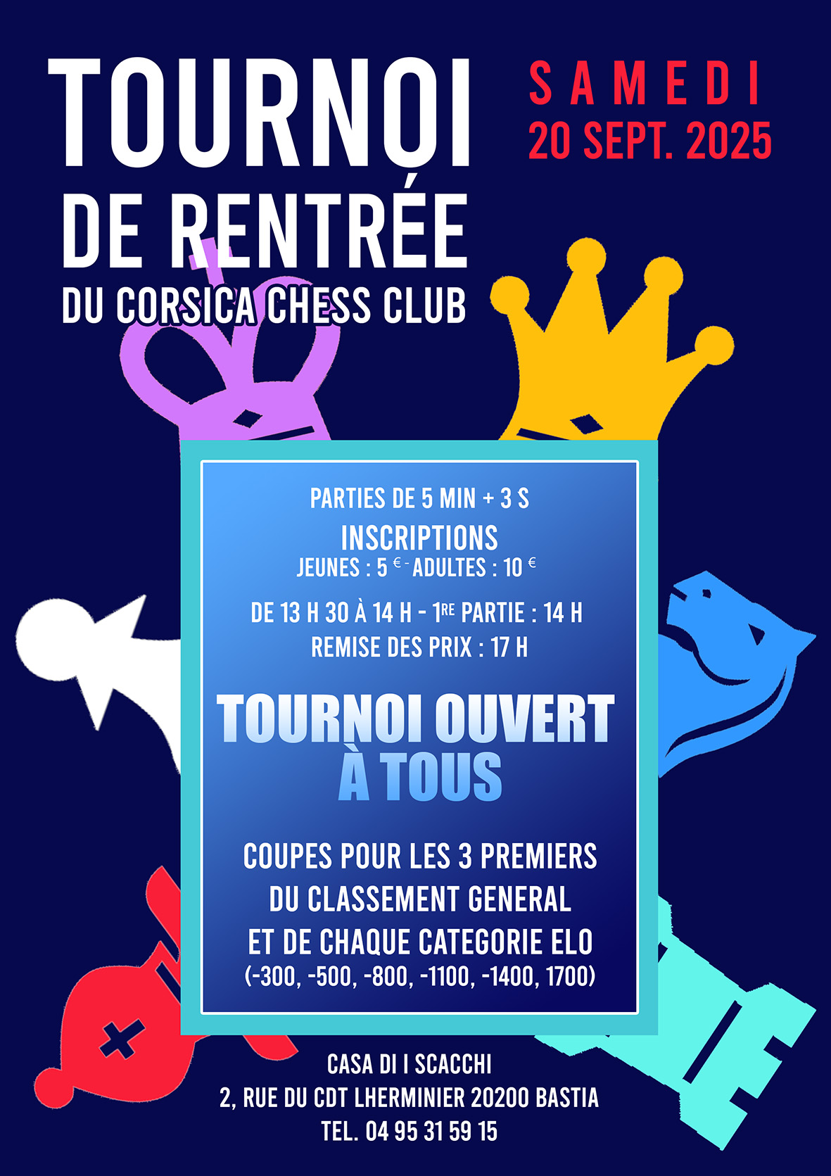 Tournoi de Blitz de rentrée du Corsica Chess Club - 20/09/2025