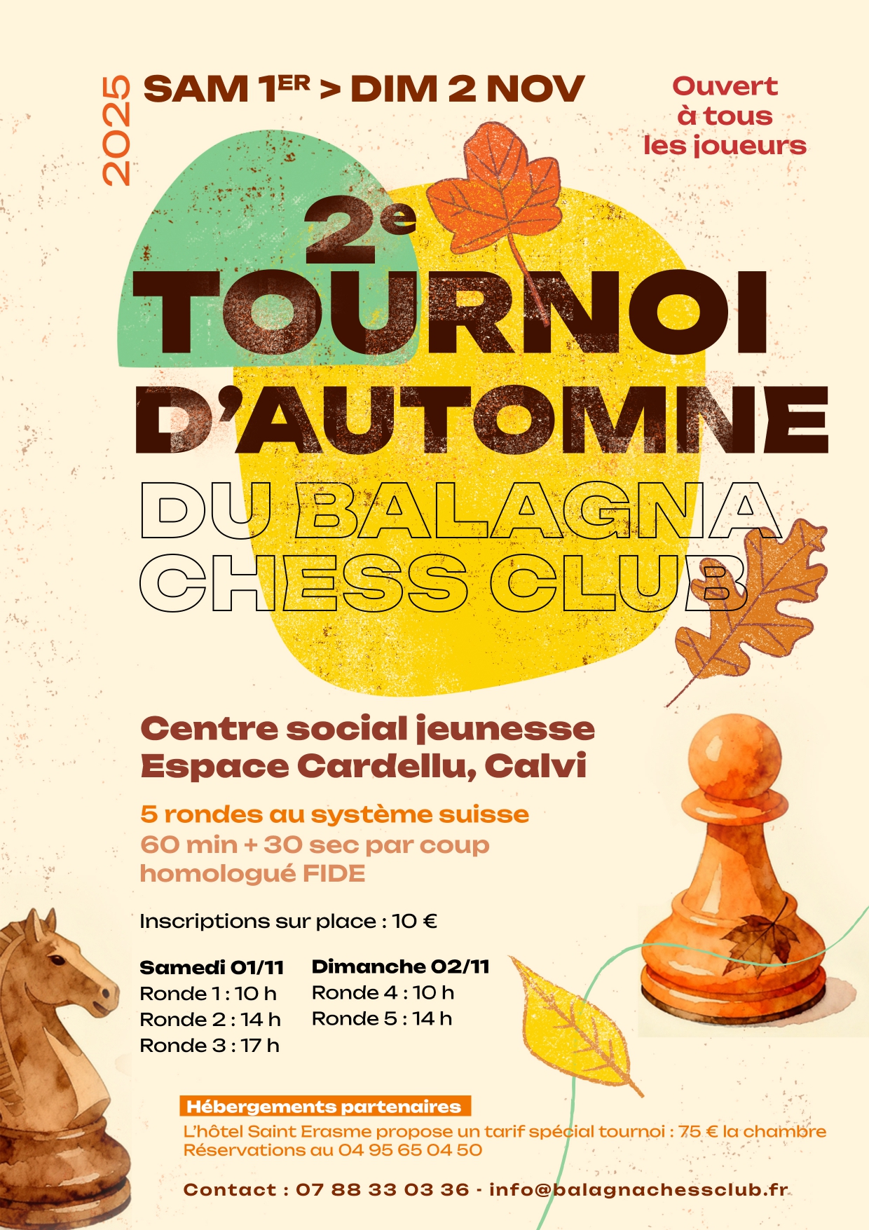 2e Tournoi d’Automne du Balagna Chess Club – 1er et 2 novembre 2025 à Calvi