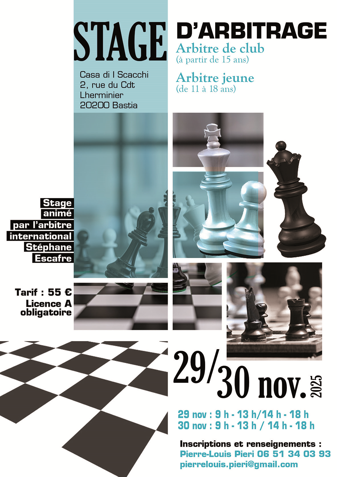 Stage d’Arbitrage à la Casa di i Scacchi de Bastia – 29 & 30/11/2025